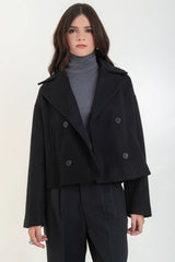 Abrigo corto manga larga cuello con solapa