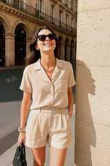 Bermuda con pinzas lino