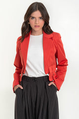 Blazer corto abierto bolsillos con trabillas