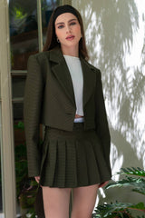 Blazer corto cruzado estampado pata de gallo