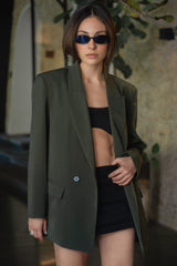 Blazer cruzado con hombreras fit oversized