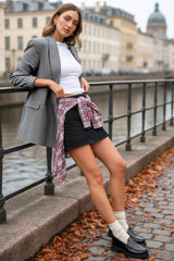 Blazer cruzado fit oversized con hombreras