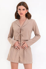 Blusa Corta Escote Con Solapa Lazos High Street