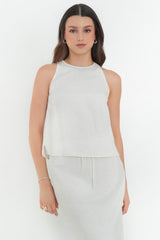 Blusa de lino fit recto sin mangas