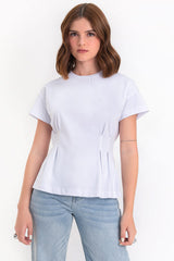 Camiseta de manga corta con pinzas en cintura