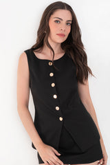 Chaleco de fit ajustado con botones en contraste