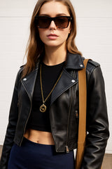 Chamarra biker efecto piel