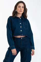 Chamarra corta de denim fit recto