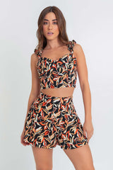 Crop top abstracto con tirantes olanes