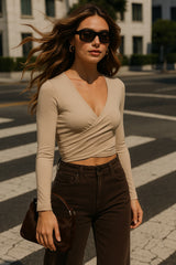 Crop top Éclat manga larga