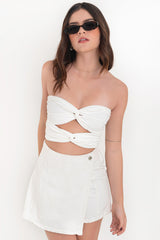 Falda short corto cruzado de denim