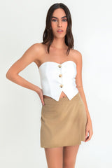 Falda short corto pretina criss cross con vivos