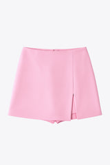 Falda short de cintura alta corte en a con abertura