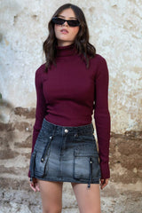 Jersey canalé manga larga con botones