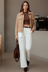 Pantalón cintura alta con pinzas wide leg fit