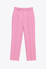 Pantalón con pinzas frontales fit wide leg tiro alto