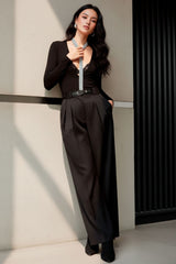 Pantalón de fit wide leg tiro bajo con raya