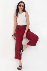 Pantalón fluido de fit culotte tiro alto con pinzas