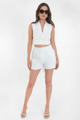 Short corto de lino cintura alta