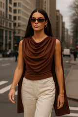 Top ajustado corto detalle decorativo con plisados