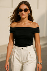 Top ajustado Harper hombros descubiertos