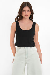 Top corto canalé básico de fit recto