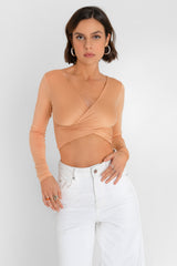 Top cruzado manga larga