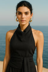 Top halter escote en espalda con nudo