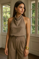 Top Remi cuello alto fluido