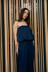 Top strapless globo de escote recto