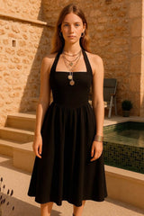 Vestido midi fluido halter