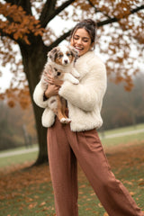 Chamarra solapa efecto pelo