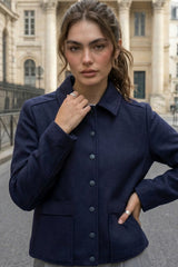 Abrigo corto de fit recto con bolsillos