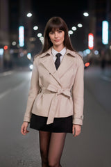 Abrigo trench corto con cinturón