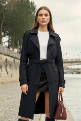 Abrigo trench corto de fit recto con cinturón