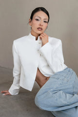 Blazer corto cuello mao