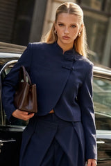 Blazer corto de cuello mao