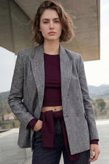 Blazer cruzado fit oversized con hombreras