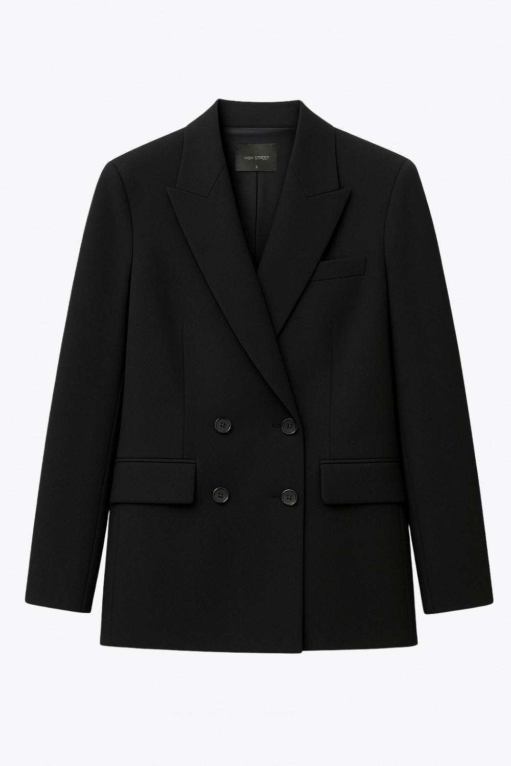 Blazer cruzado de fit oversized, con solapa y hombreras, manga larga y bolsillos delanteros con cartera. Cierre frontal con cruce de botones en contraste.