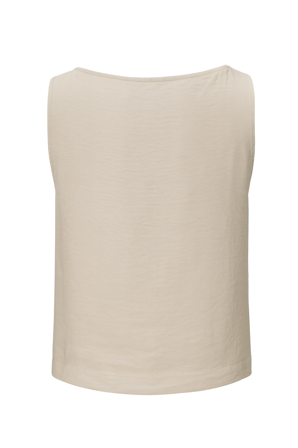 Blusa básica de fit recto, sin mangas y cuello barco.