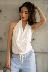 Blusa halter de escote fluido sin mangas