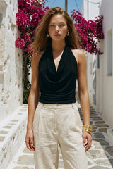 Icon fluid neckline halter blouse