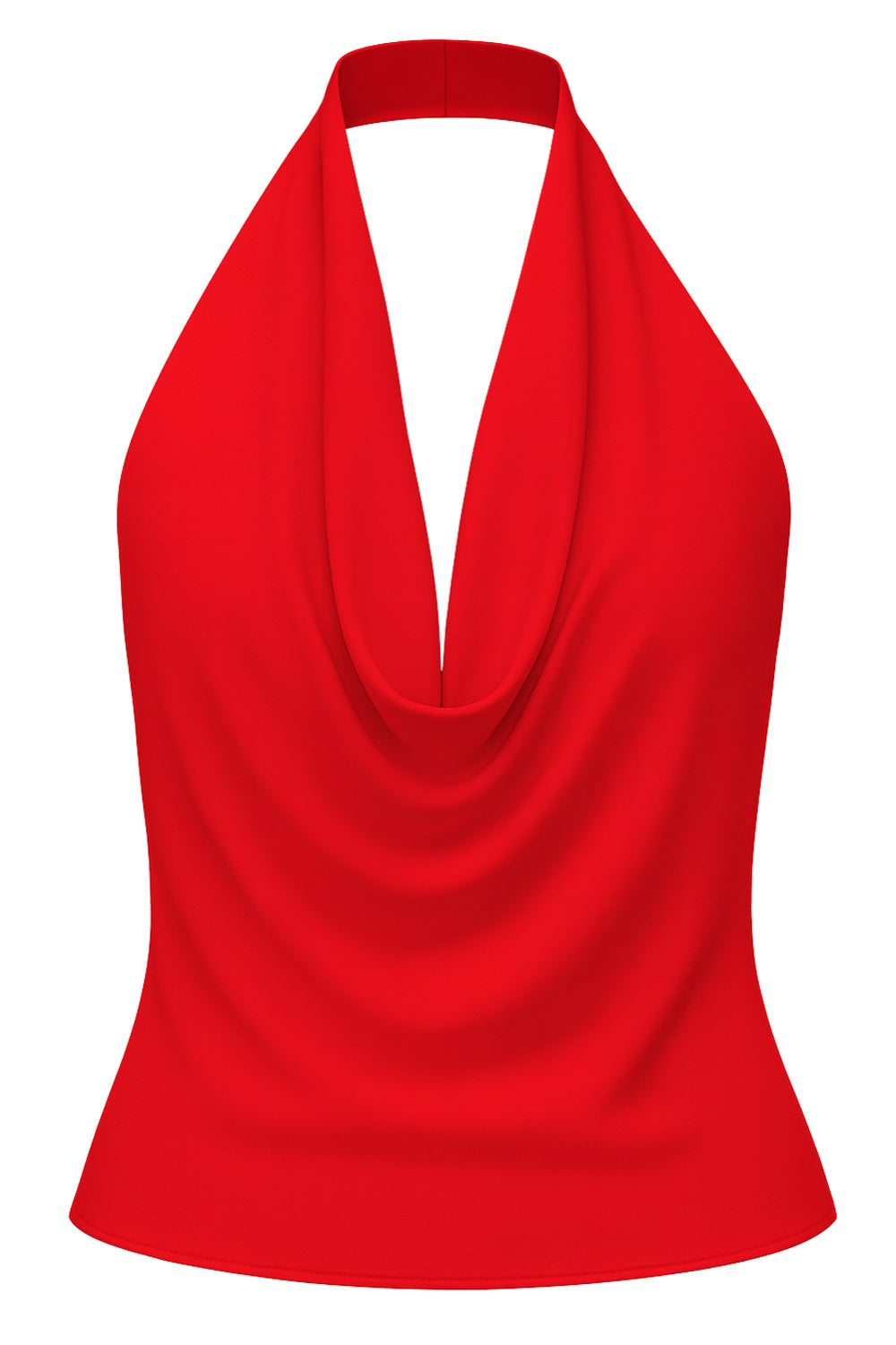 Blusa corta de cuello halter, escote fluido frontal y en espalda.