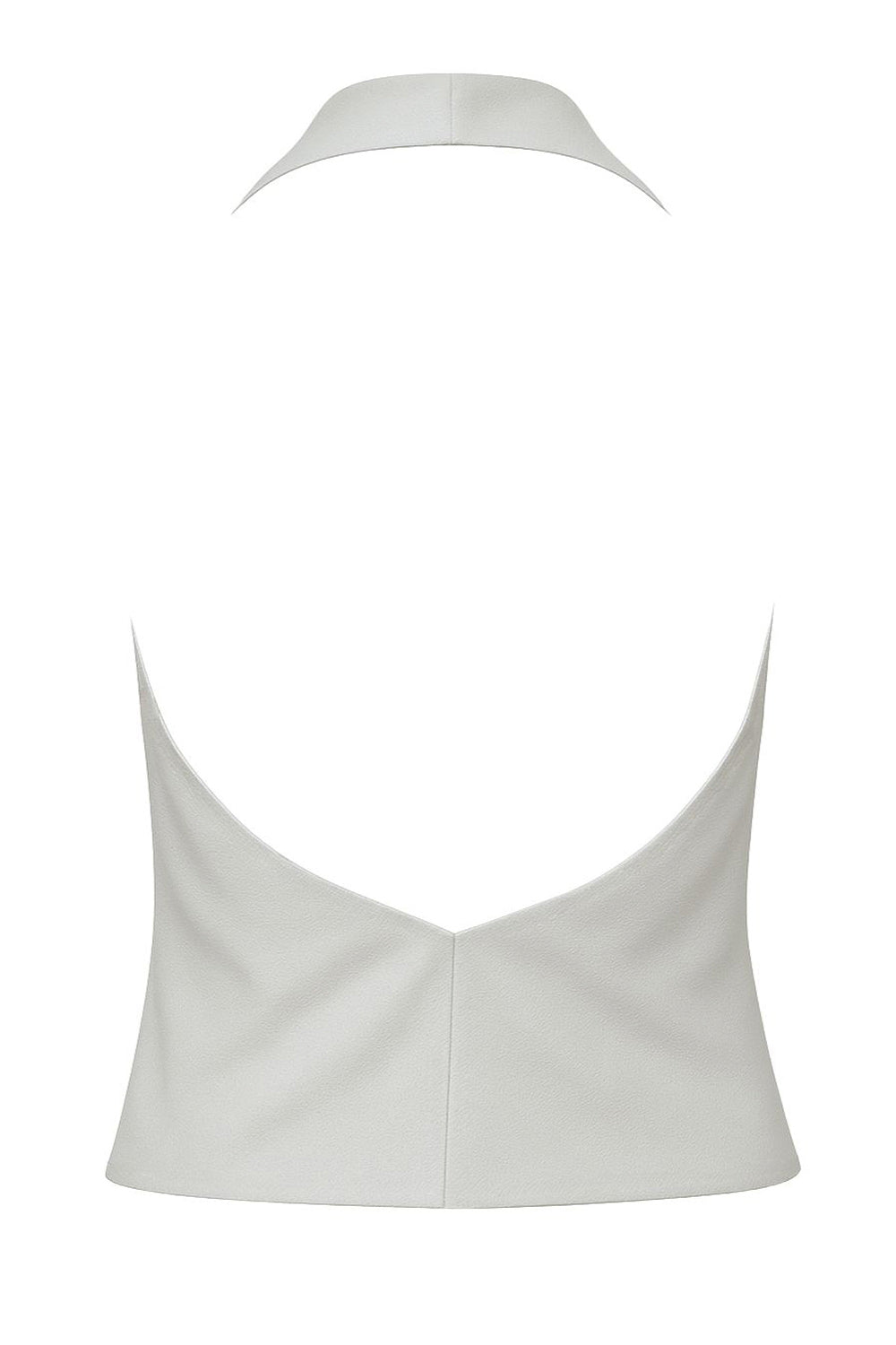 Blusa corta de cuello halter, escote fluido frontal y en espalda.