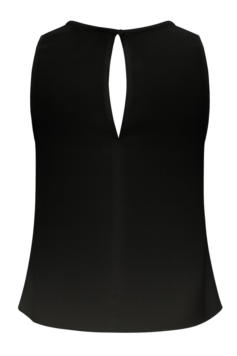 Blusa sin mangas de fit recto, cuello fluido y cierre posterior con botón y ojal.