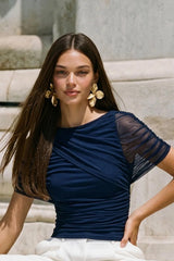 Blusa Prince mesh con plisados
