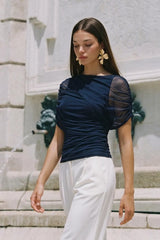 Prince mesh blouse with pleats