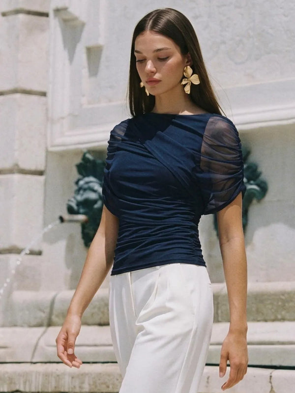 Blusa Prince mesh con plisados