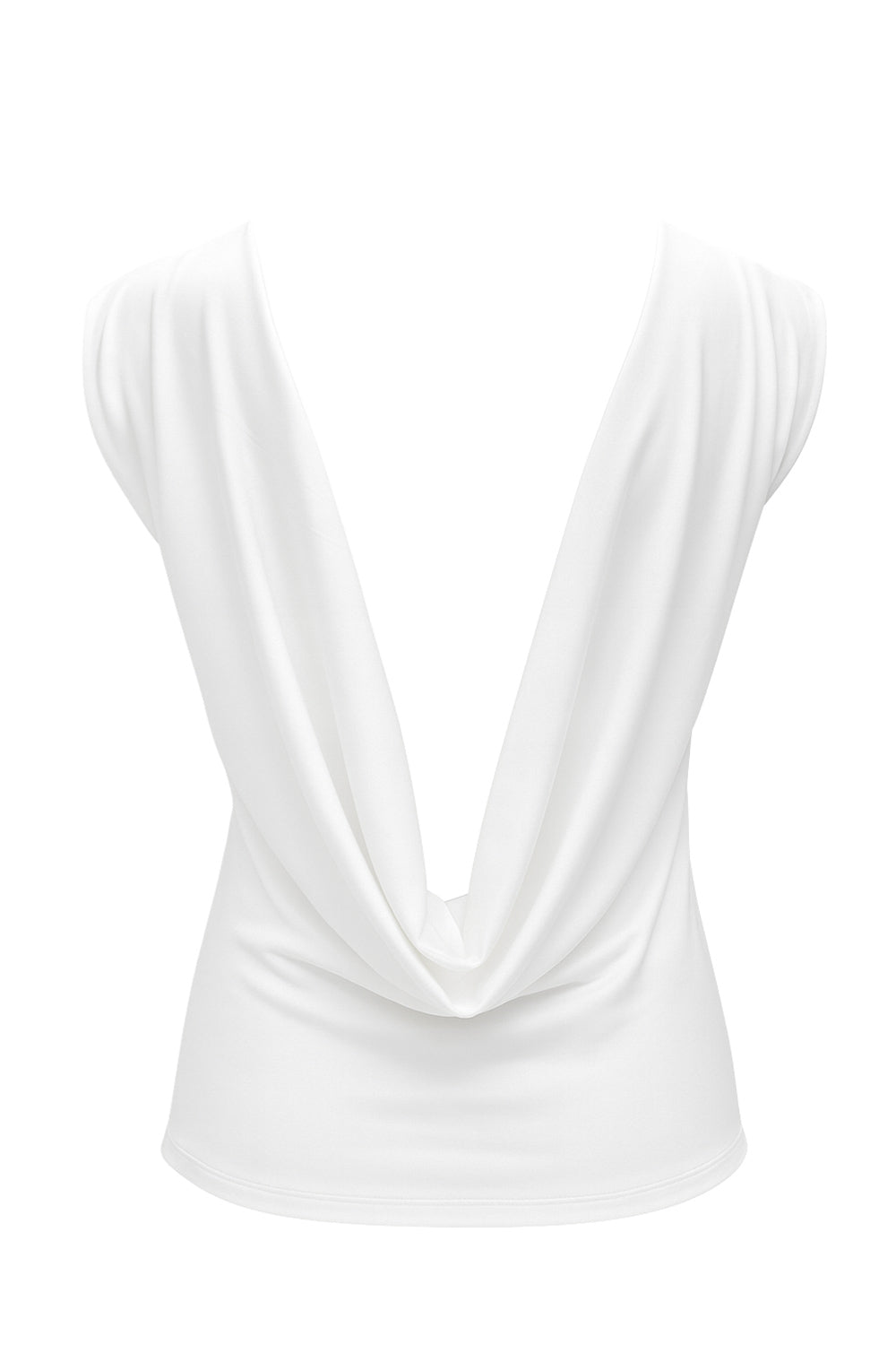 Blusa sin mangas, de fit ajustado, cuello mock seguido y escote fluido en espalda.