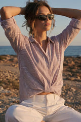 Camisa fluida con nudo rayas